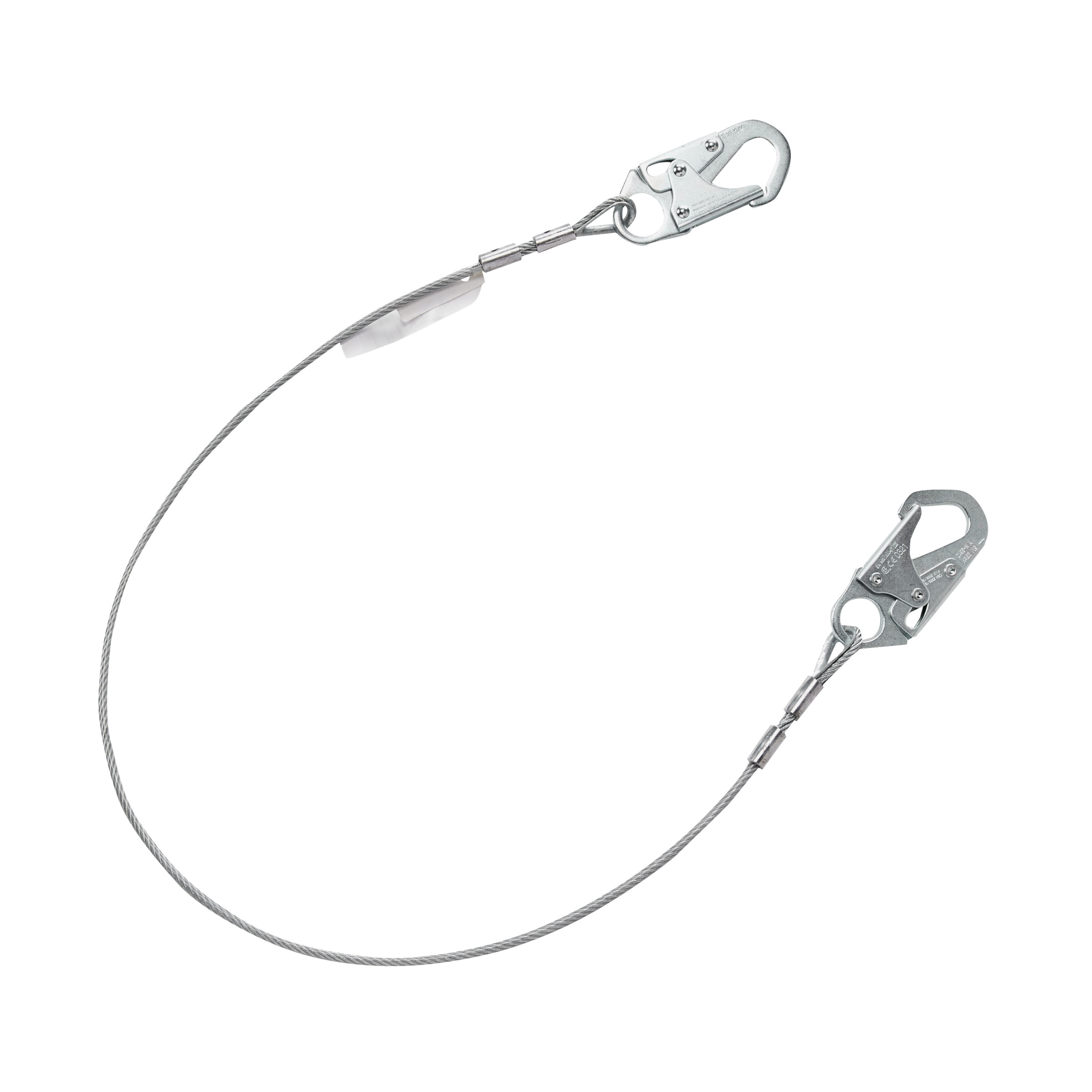 V-Series cable single-leg fixed restraint lanyard, 5',36C small snaphooks, ANSI Z359.3-2017